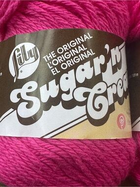 Lily Sugar'n Cream Yarn - lot of 6 Hot Pink # 01740